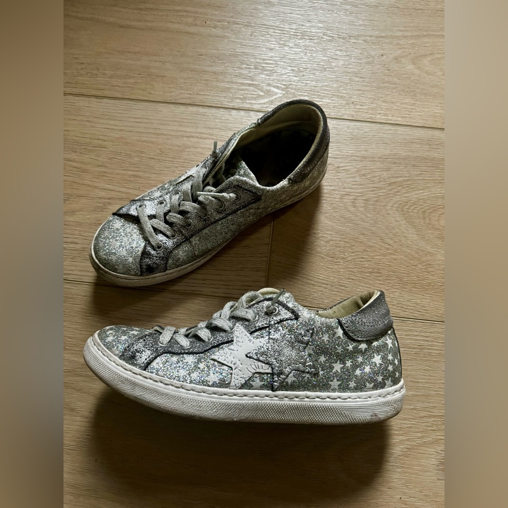 2Star Shoes One Star Trainers Leather silver glitter size 38 7 Made In Italy